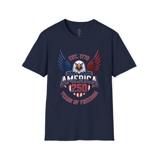 America 250 Eagle T-Shirt — 1776 Established Years of Freedom Patriotic Tee