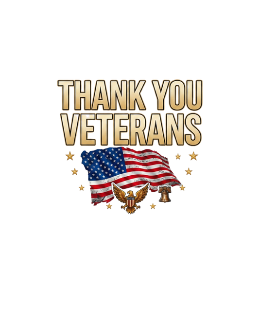 Veterans Eagle - Thank You Veterans art on black (front)