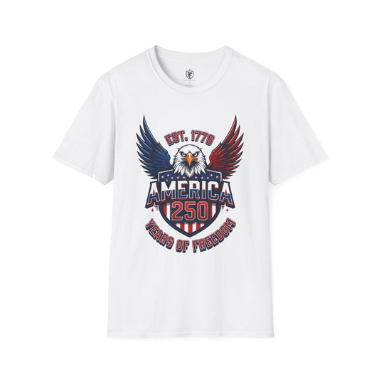 America 250 Eagle T-Shirt — 1776 Established Years of Freedom Patriotic Tee