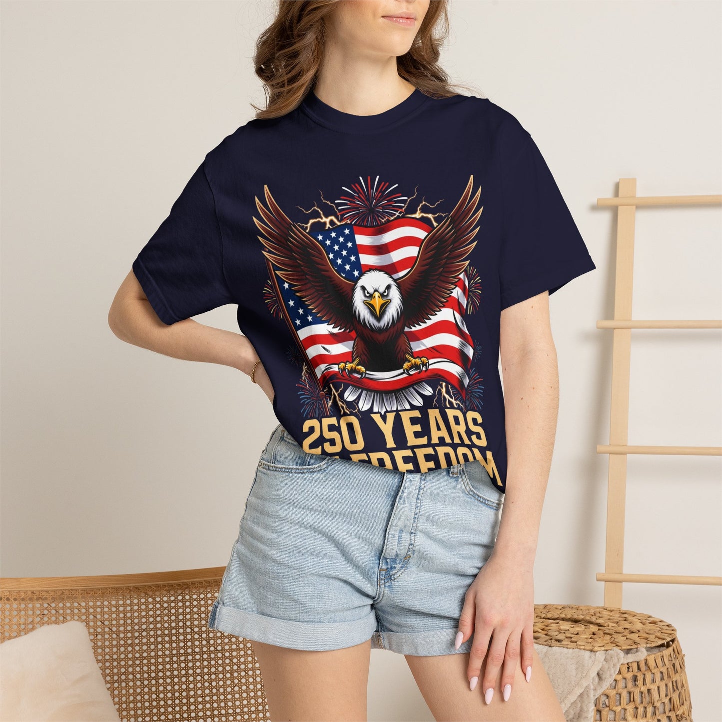 Patriotic 250 Years of Freedom T-Shirt — Eagle & American Flag (1776–2026)
