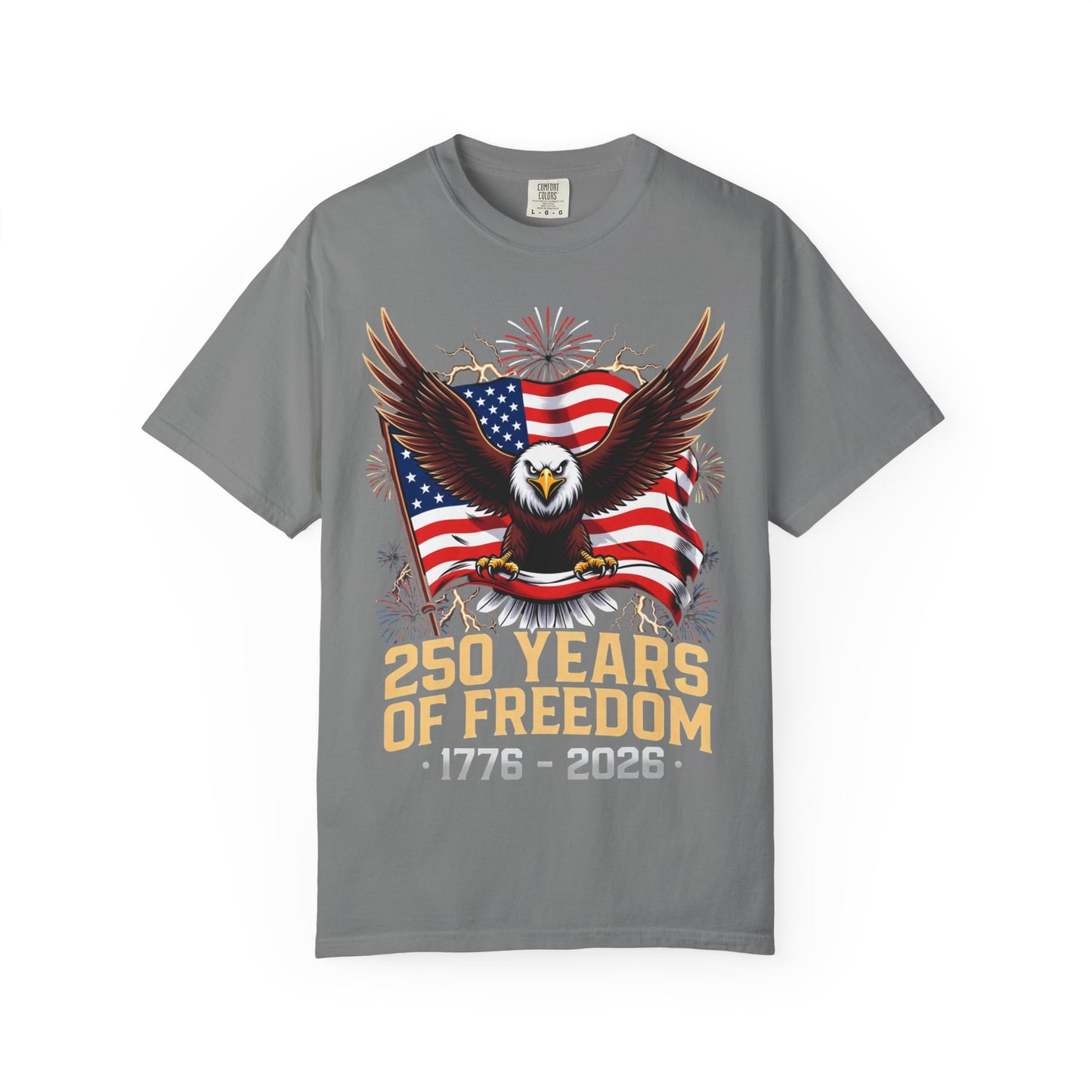 Patriotic 250 Years of Freedom T-Shirt — Eagle & American Flag (1776–2026)