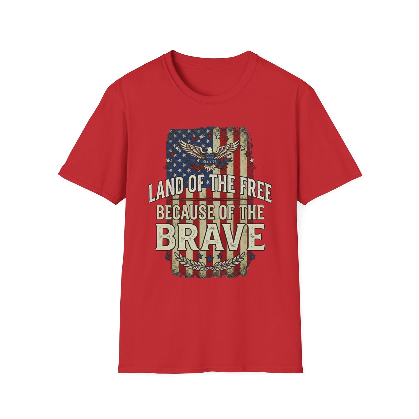 Patriotic Eagle T-Shirt — "Land of the Free Because of the Brave"