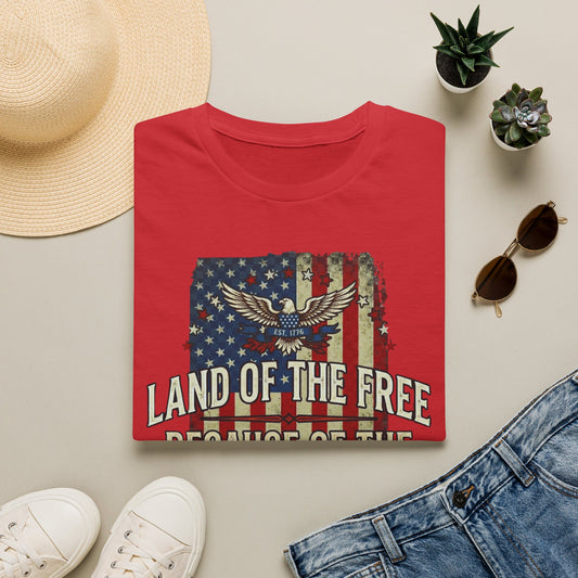 Patriotic Eagle T-Shirt — "Land of the Free Because of the Brave"