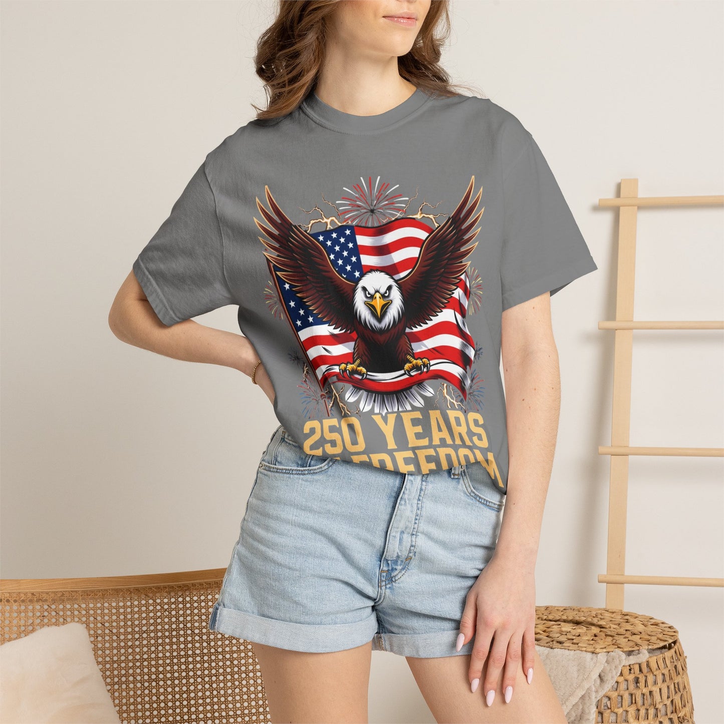 Patriotic 250 Years of Freedom T-Shirt — Eagle & American Flag (1776–2026)