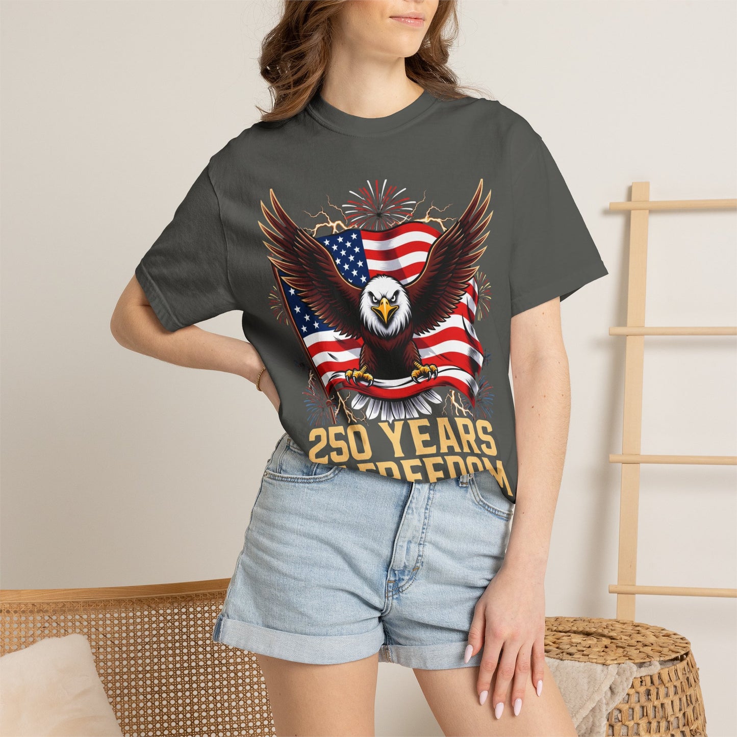 Patriotic 250 Years of Freedom T-Shirt — Eagle & American Flag (1776–2026)