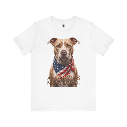 Patriotic Pitbull Tee — "America's Most Loyal" Dog Shirt