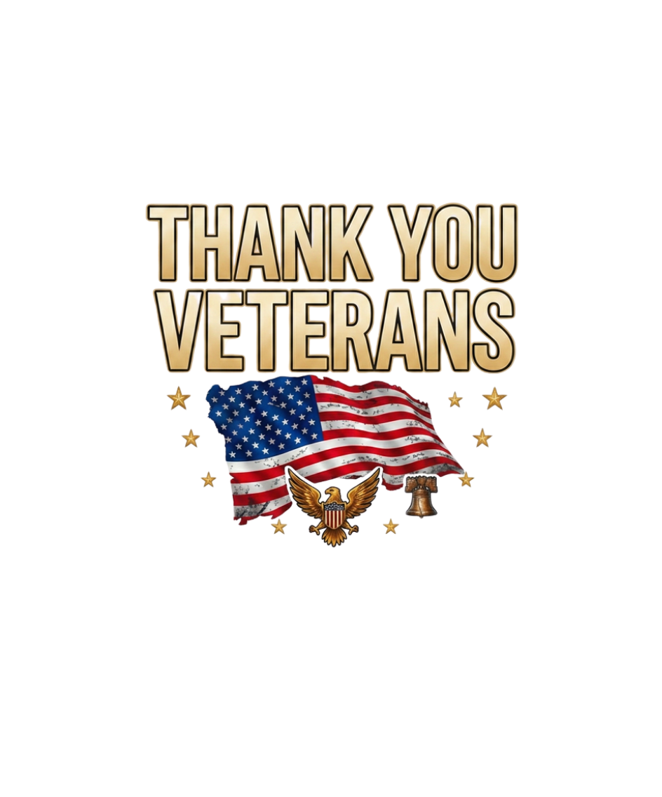 Veterans Eagle - Thank You Veterans art on black (front)