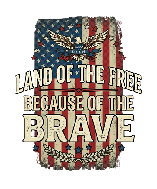 Land of the Free Because of the Brave patch art on black (back)